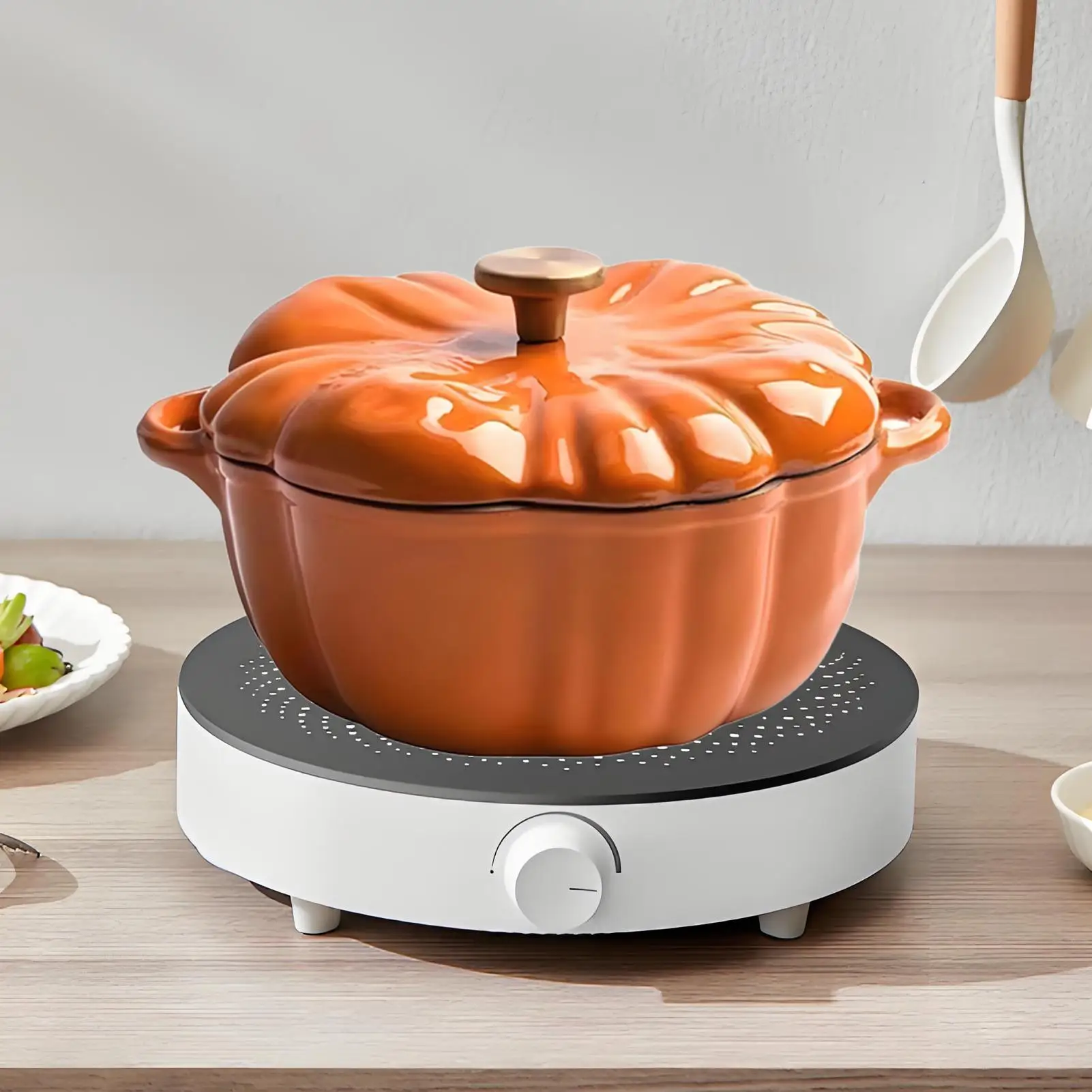 Simmer Pot Pumpkin Design Stew Bean Simmer Pot with Handle Cookware Kitchen Gadget Non-Stick Boiler for Oven Stew Simmering