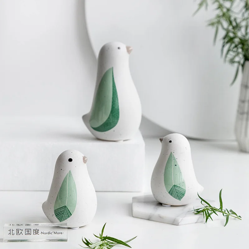 Nordic Black White Bird Sculpture Ceramic Figurines Table Decor Home Decoration Accessories Party Wedding Supplies Ornaments