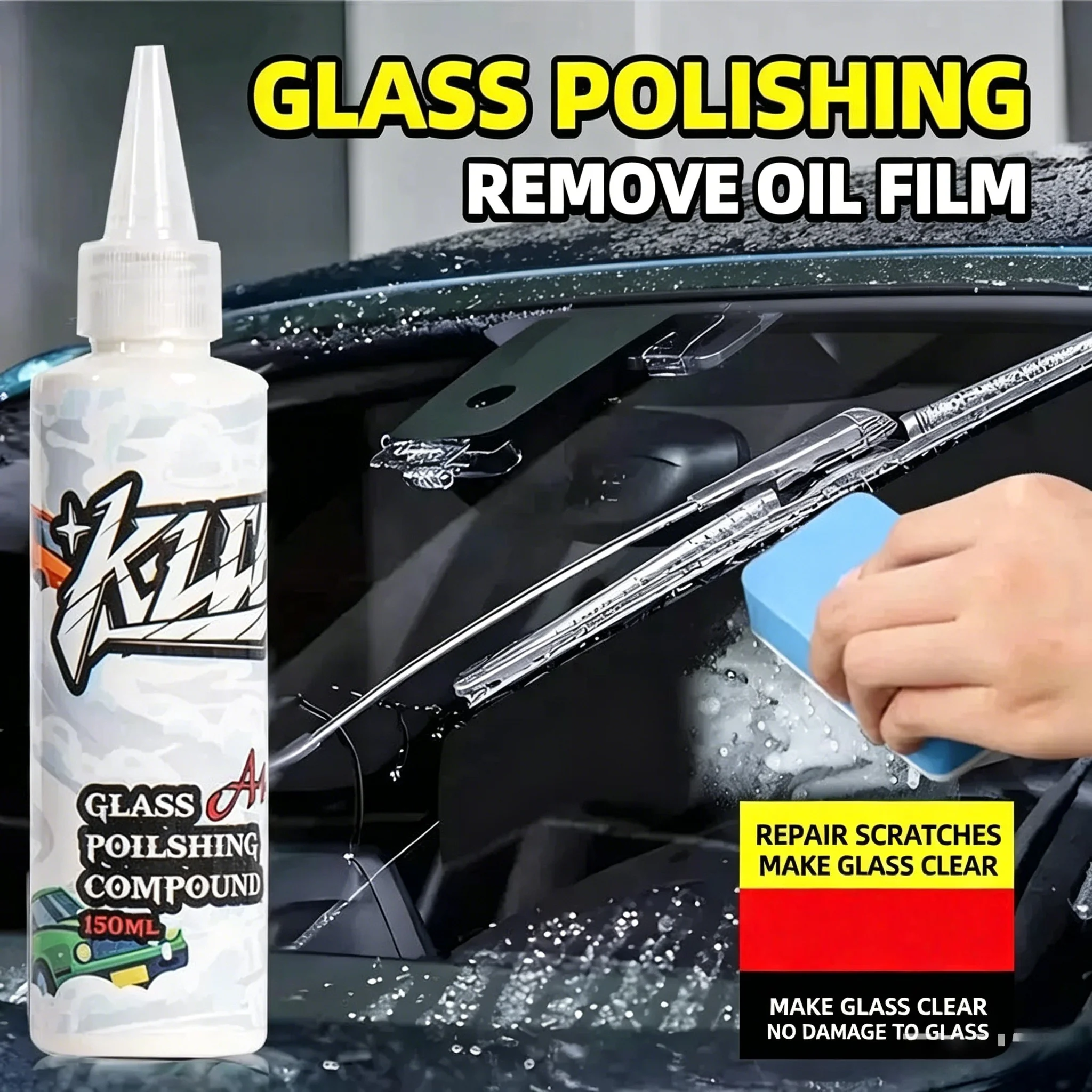 150ML Upgraded cerium oxide glass polish removes water spots light scratches & grease film—streak-free finish no marks left.