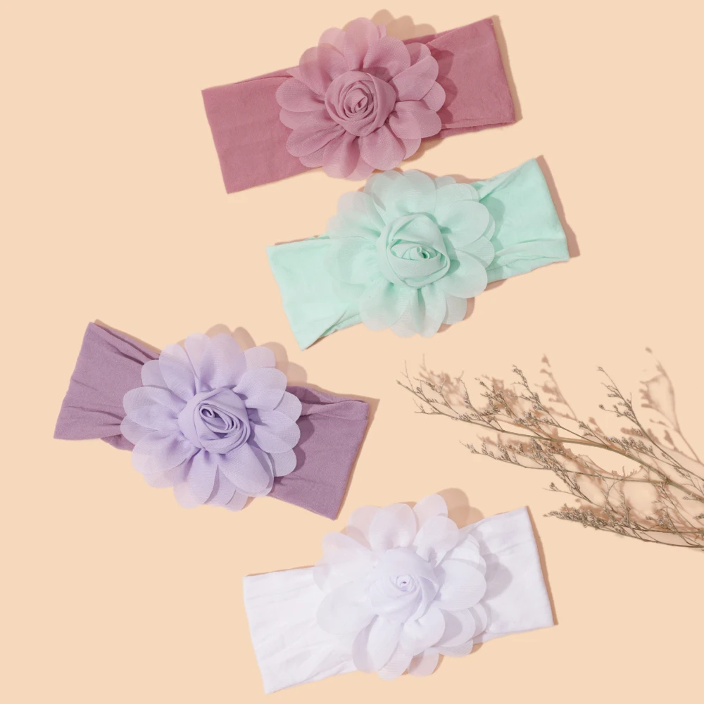 Baby Headband For Girls Nylon Soft Elastic Flower Hair Bands For Little Girls Cute Headwear Newborn Hair Accessories