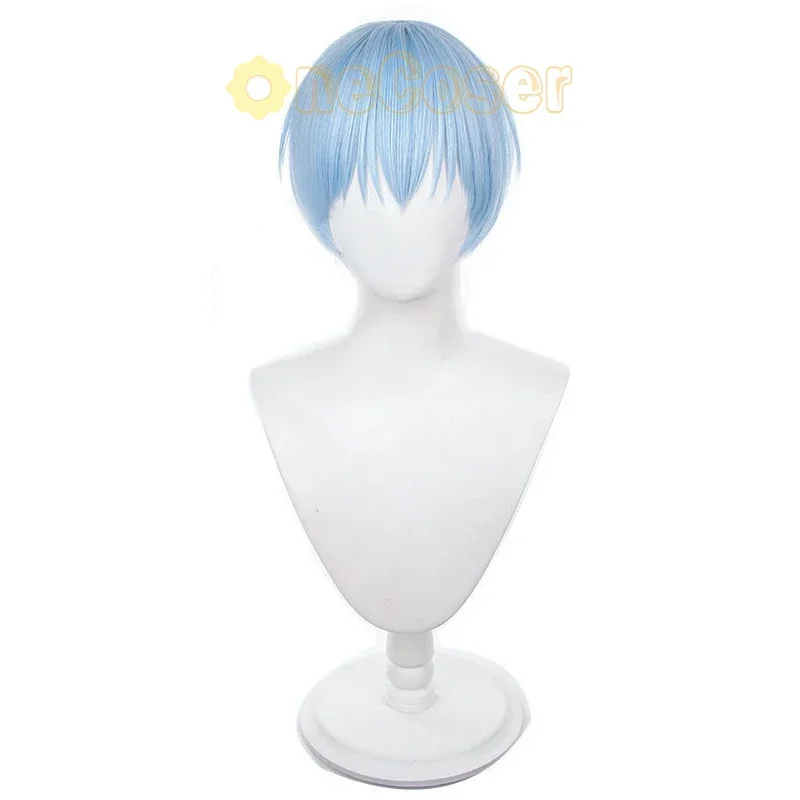 IN STOCK Sky Cosplay Wig Anime Freeze Beyond Journey's End Blue Short Hair Demon King Cheer Freeze Fiber Hair Wig Cap