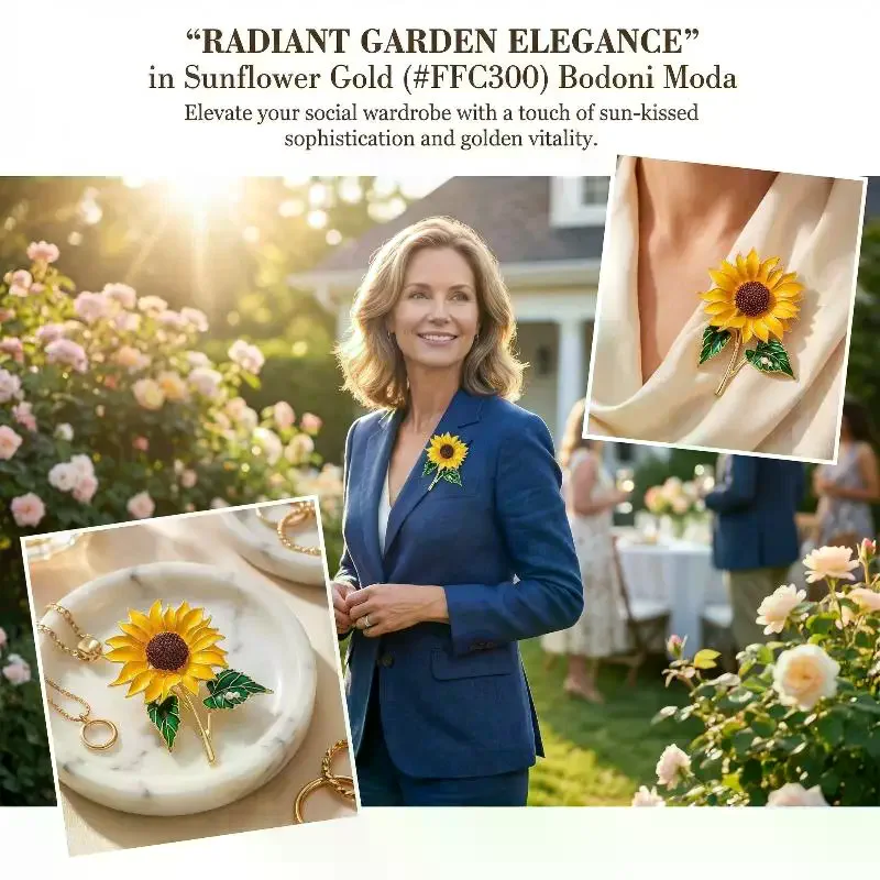 Unique Sunflower Flower Brooch Pin for Women Bridal Wedding Corsage Elegant Fashion Jewelry for Party Accessory