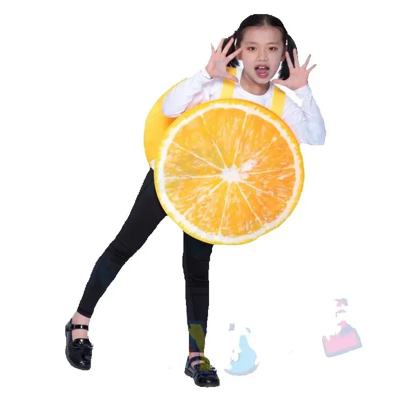 

Fruit Vegetable Cosplay Strawberry Sponge Top Orange Halloween Costume Fruit with Headband
