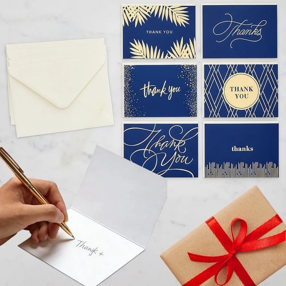 

120 Set Thank You Cards with Envelopes Bulk, Blank Thank U Greeting Notes with White Envelopes Stickers Thankyou Card Set