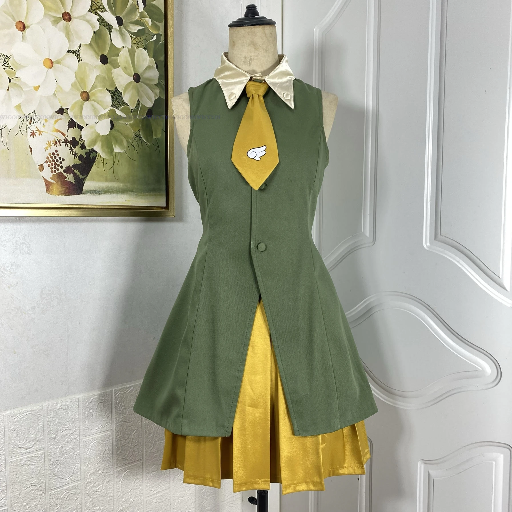 Anime Card Captors Sakura Cosplay Daily Suit Sakura Cosplay Sakura Hongkong Travel Green Dress Wig Women Halloween Roleplay Suit