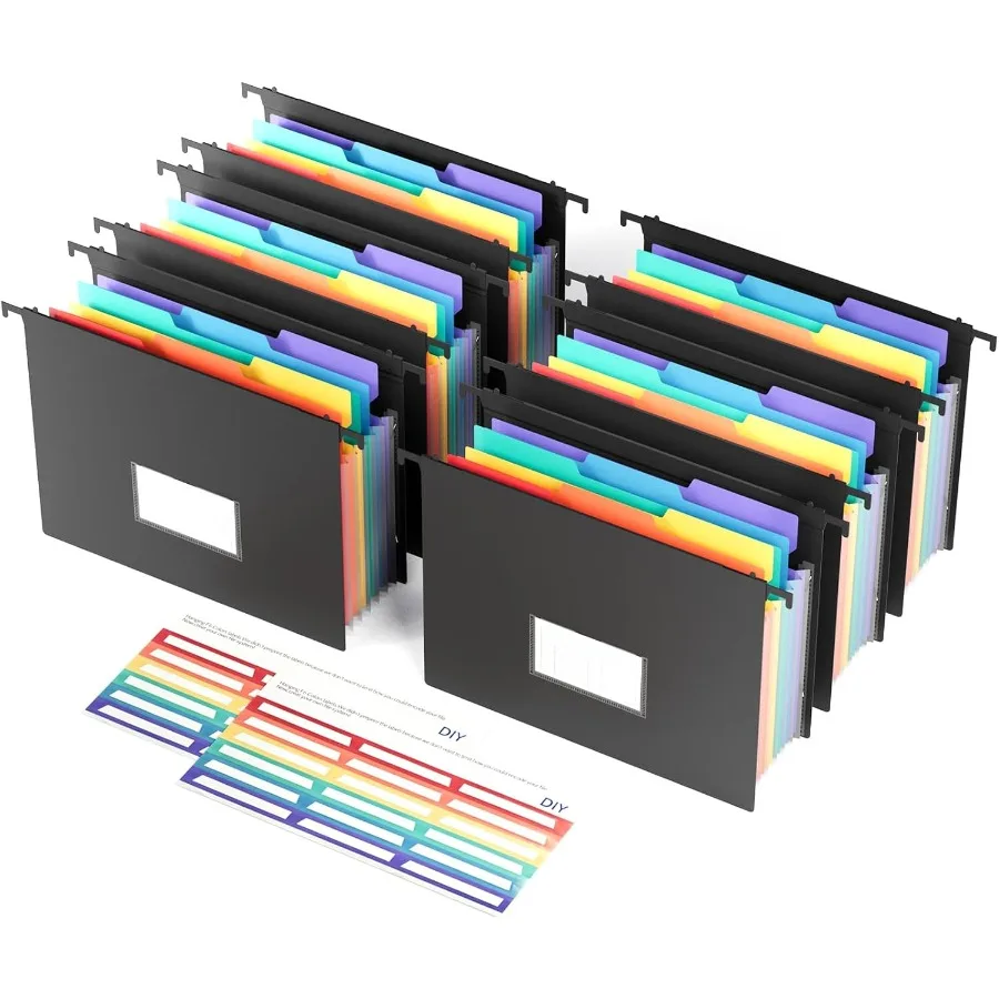 

File Folders for Filing Cabinet 6 Pack Hanging File Folders Letter Size with 7 Expble Accordion Pots 1 3Cut Tab Larger Capacity