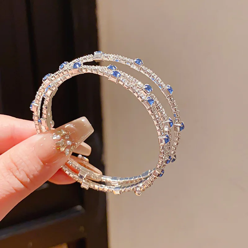Classic Design Crystal Multilayer Bangles for Women Fashion Brand Jewelry Zirconia Bracelet Party Accessories