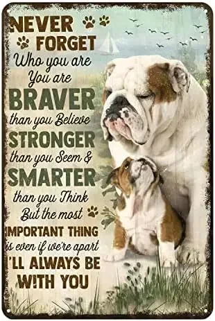 English Bulldog Funny Metal Sign Never Forget That You are Amazing Tin Signs Home Kitchen Bar Cafe Club Cave Wall Decor