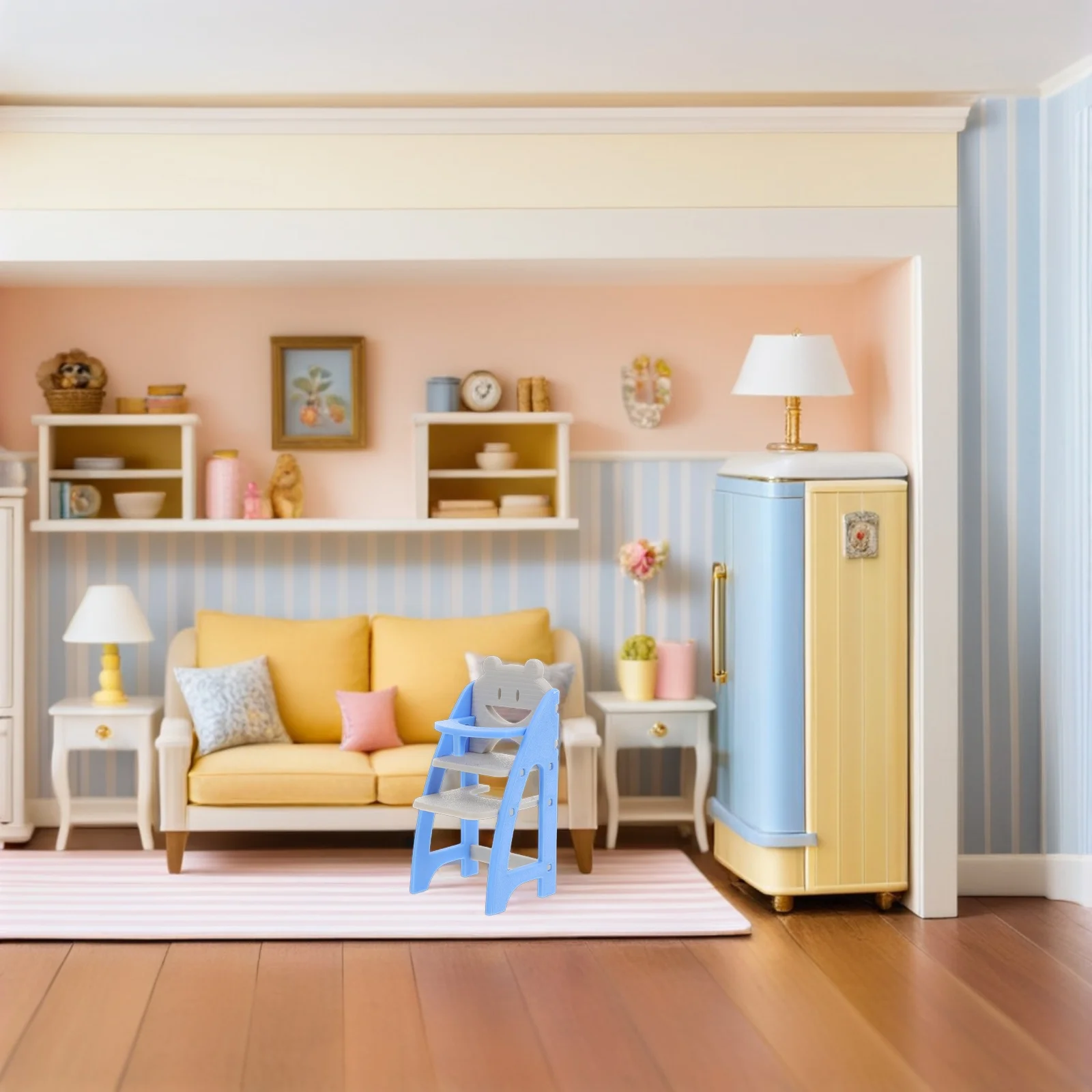 1 pz Seggiolone realistico per bambini Scala 1:12 Sedia per casa delle bambole in miniatura Fai finta di giocare Mobili da pranzo Mini accessorio per mobili