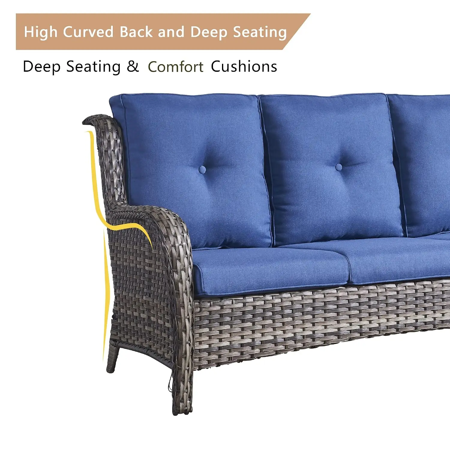 Outdoor Wicker Patio Sectional Sofa Set 6-Piece with Swivel Rocking Chairs Ottomans Side Table, Customized