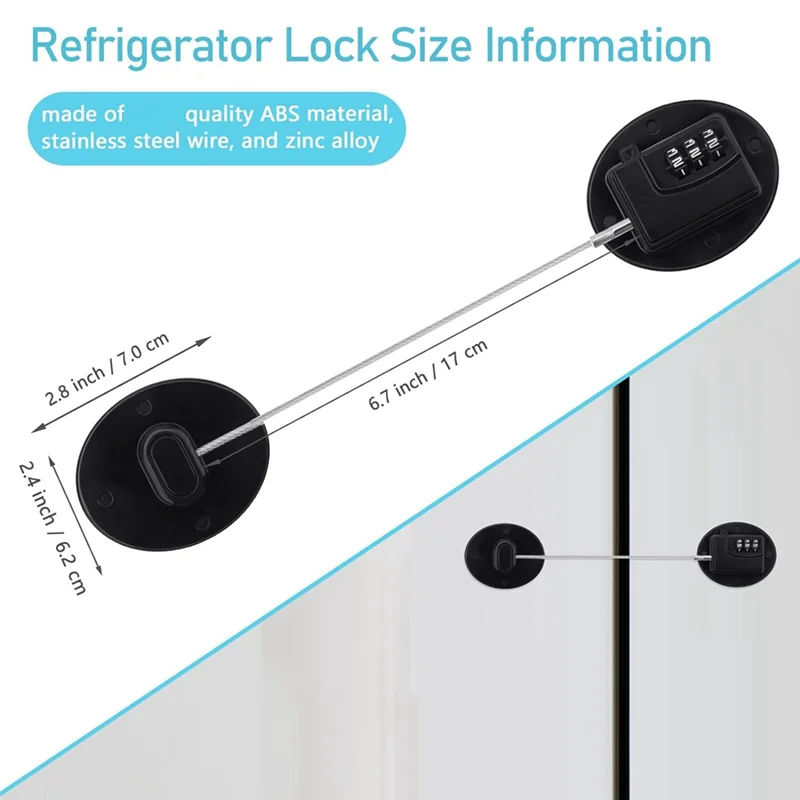 Refrigerator Lock Child Proof Cabinet Locks With Adhesive For Kids, For Fridge, 4 Pack