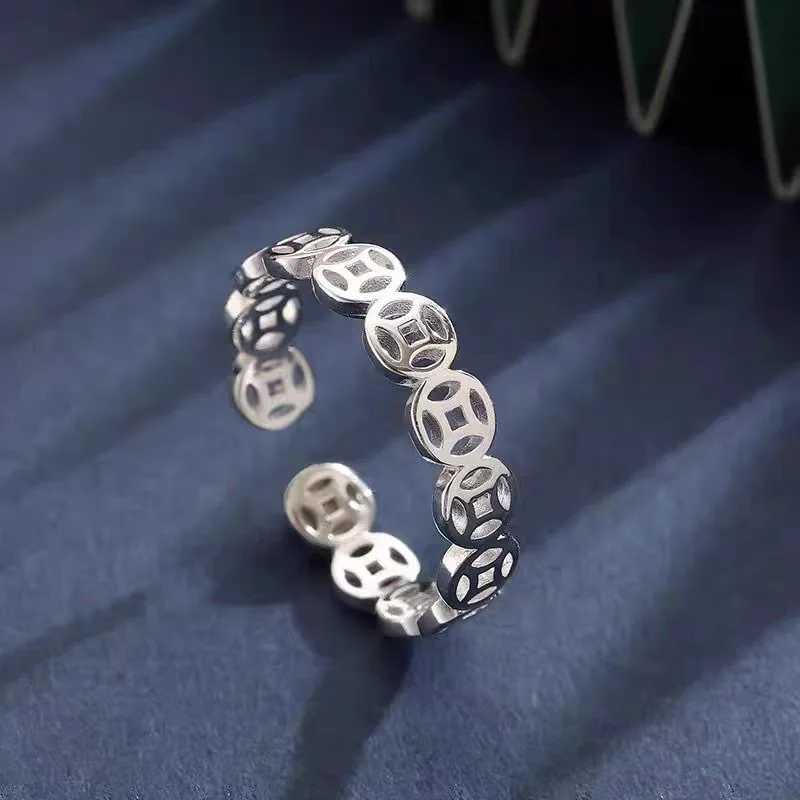 Kreative Exquisite Mode Neue 925 Sterling Silber Schmuck Alte Münzen Runde Hohl Öffnung Ringe R170