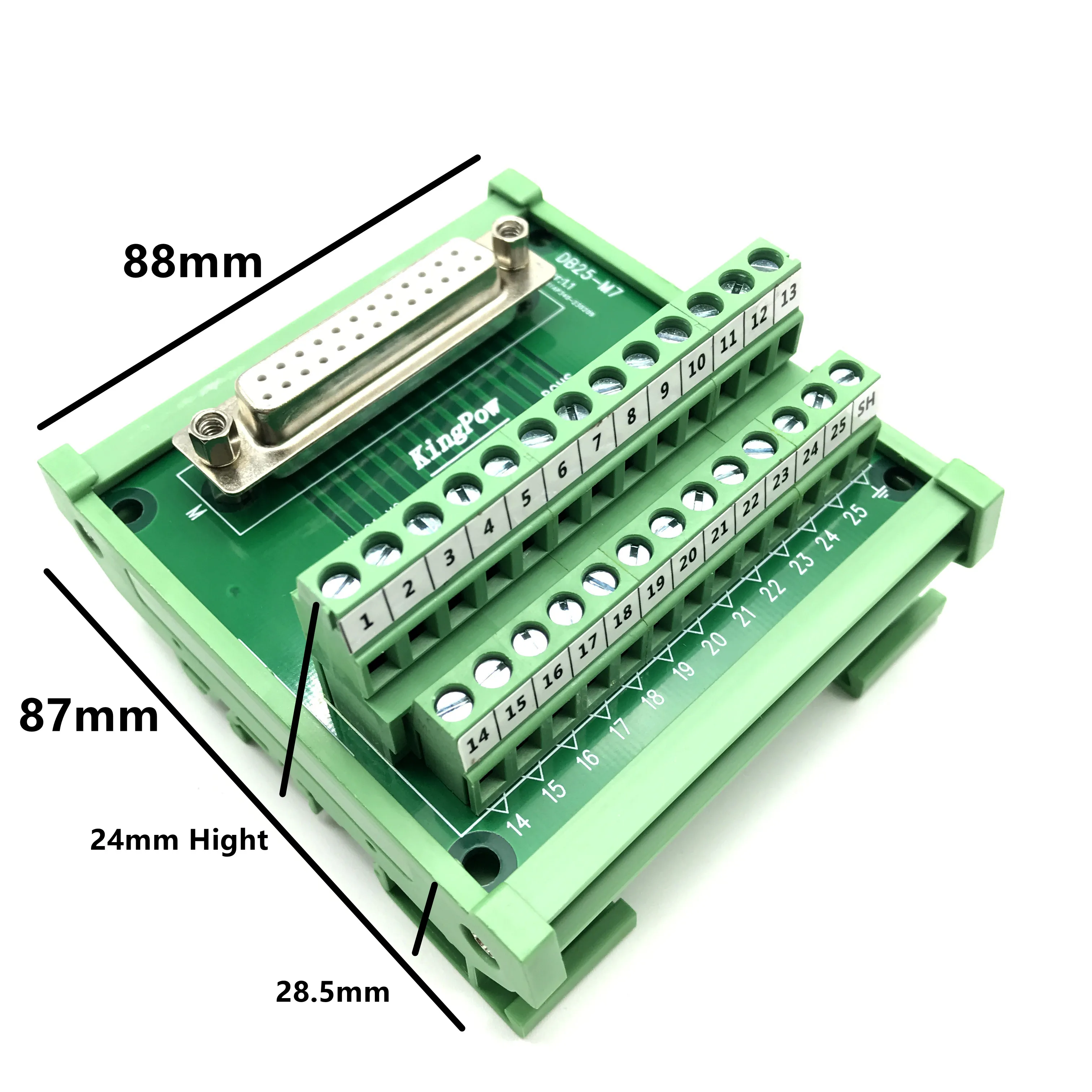 DB25 D Sub 25 Pin Connectors Male / Female Socket Terminal Block Breakout Board Adapter DIN Rail