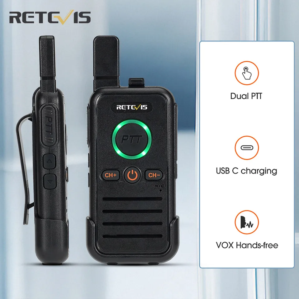 Walkie Talkie Retevis RB645 Dual PTT  Professional Walkie-talkie Portable PMR446 Two Way Radio VOX USB C for Hotel Restaurant