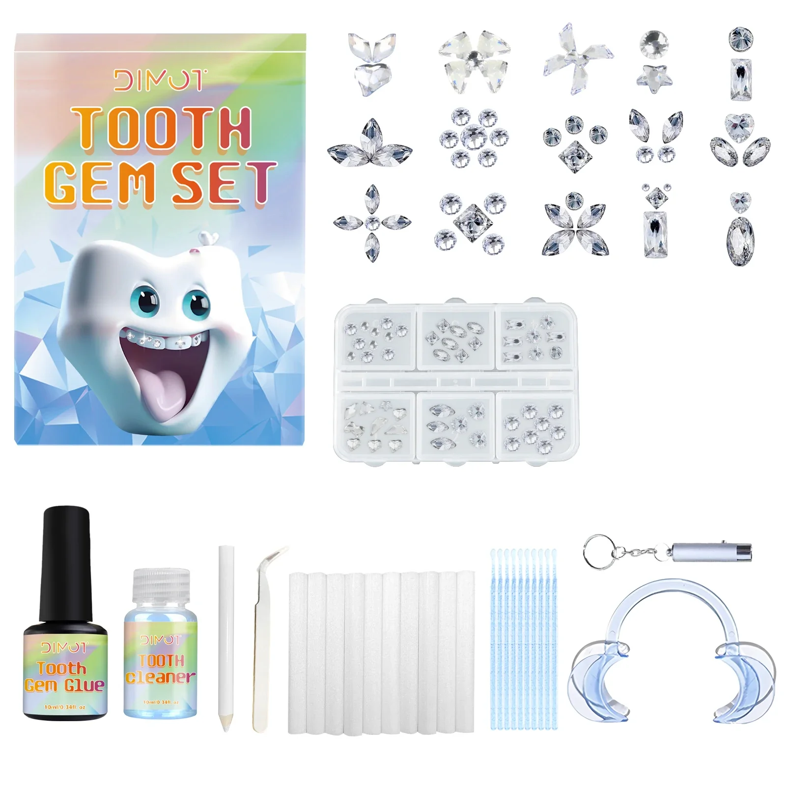 Tooth Jewelry DIY Kit - Safe dental gems with strong adhesive, clear crystals & easy removal. Complete tooth decoration set.