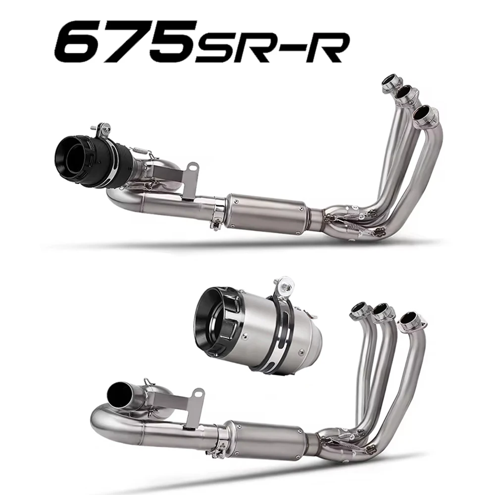 Motorradteile Motorrad-Auspuff Schalldämpfer Auspuffanlage Vorderes Verbindungsrohr Komplettes Auspuffsystem für 675SR 675R 675NK 675SRR
