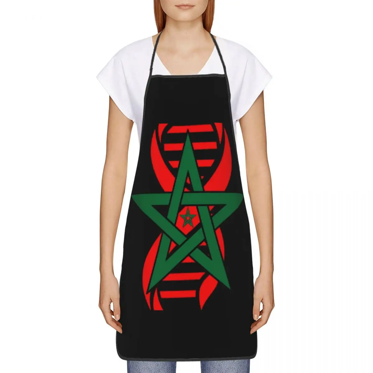 Custom Funny Moroccan Flag Its In My DNA Morocco Bib Aprons Women Men Unisex  Chef Tablier Cuisine for Cooking Baking Painting