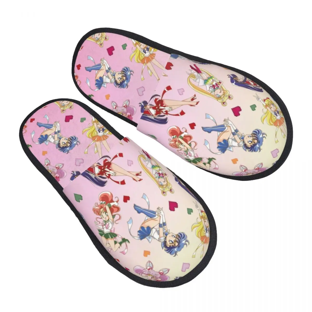 Custom Anime Moon Girl House Slippers Cozy Warm Japanese Shojo Sailor Manga Memory Foam Fluffy Slipper Indoor Outdoor Shoes