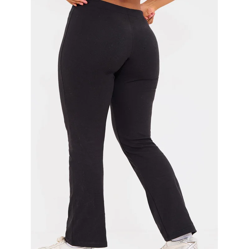 2025 سراويل نسائية أنيقة ذات خصر عادي بقصة ضيقة قابلة للتمدد للتخسيس سراويل مكتب سوداء صلبة يومية #3