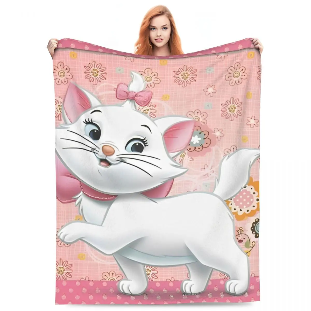 Marie Cat Cartoon Blanket Decorative Flannel Throw Blanket For Home Decor Warm Custom Quality Bedspread Gift