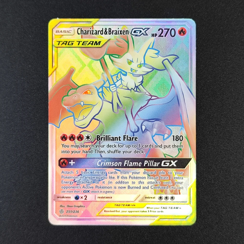 rainbow rare tag team pokémon cards Rowlet & Alolan Exeggutor GX 237/236 Rainbow Secret Rare Pokemon Card
