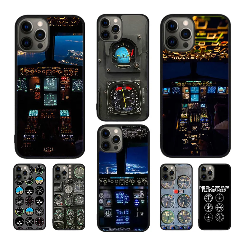 Aviation Aeroplane Pilot Cockpit Phone Cases Cover For iPhone 16 15 14 12 13 mini 11 Pro MAX apple 6 7 8 Plus SE2020 Coque