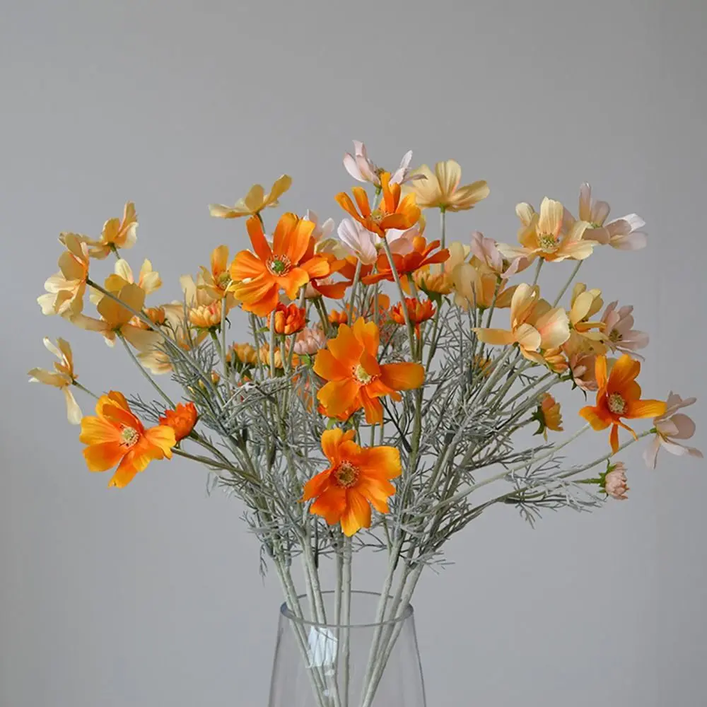 Flor Artificial Galsang Multicolor de 60 cm de Largo, Pétalos de Seda, Simulación de Coreopsis, Arreglo Floral, Adorno de Escritorio