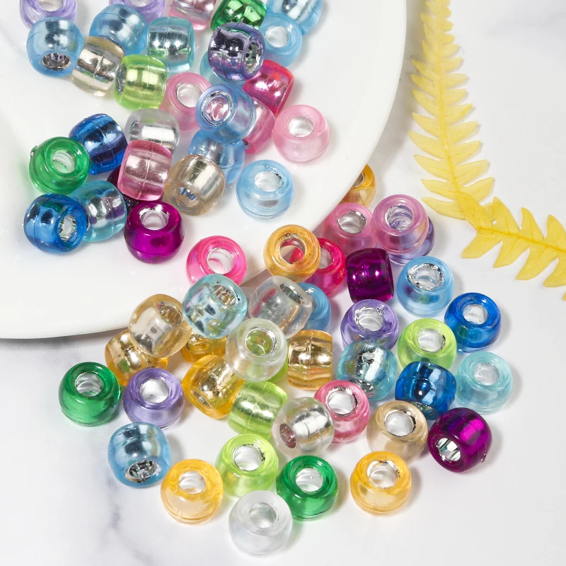 100pcs 9mm Acrylic Bucket Shape Bead Transparent Mixed Color Loose Spacer Beads for Jewellery Making DIY Bracelets Accessories