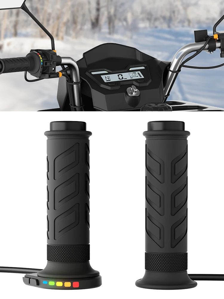 1 زوج 12 فولت 22 مللي متر دراجة نارية اليد ساخنة القبضات 5-العتاد درجة الحرارة قابل للتعديل جهاز تدفئة محمول العالمي دراجة نارية ساخنة اليد القبضات