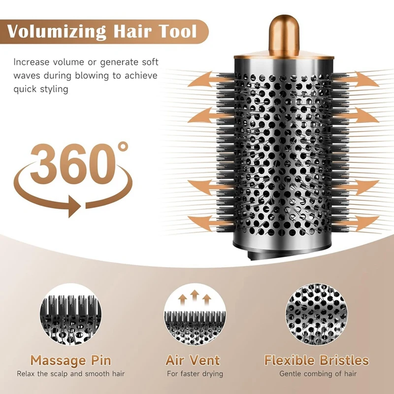 Large Round Volumizing Brush For Dyson Airwrap Attachments, Fluff Up And Volumize For Styling