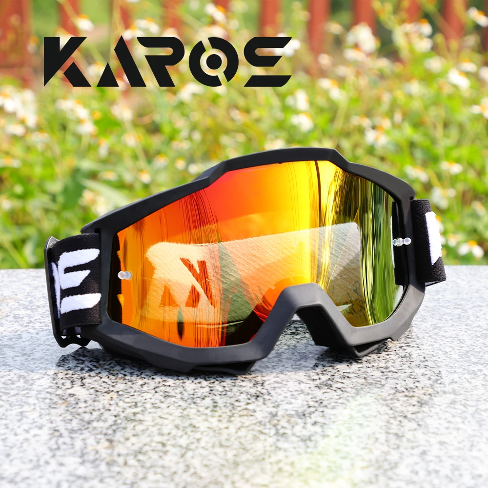 Karos Unisex Motorcycle Goggles Anti-Fog Windproof UV400 Scratch-Resistant Motocross Glasses MTB Off-Road Riding Sports Eyewear