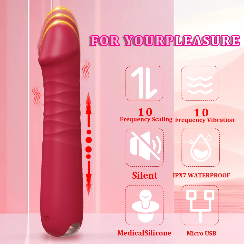 Telescopic G-Spot Vibrators for Women Dildo Clitoris Vagina Stimulator Thrusting Wand Female Masturbator Sex Machine for Adult