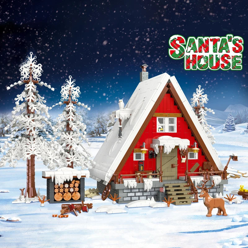 Santa's House Buildings Sets,City Holiday Winter Village Model Modular Buildings Blocks Christmas Gift for Adults Kids 2355PCS