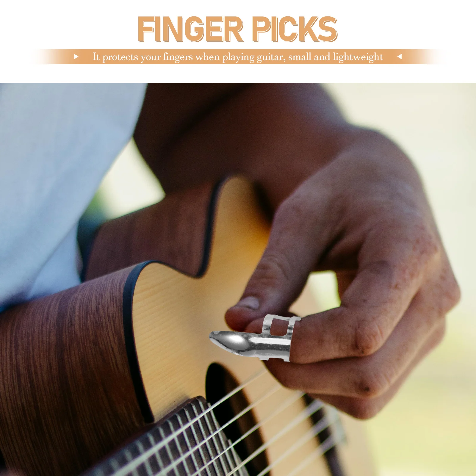 

8pcs Finger Picks Set For Ukulele Banjo Thumb Finger Protectors Heavy Duty Metal Guitar Picks With Carry Box Guitar Accessories