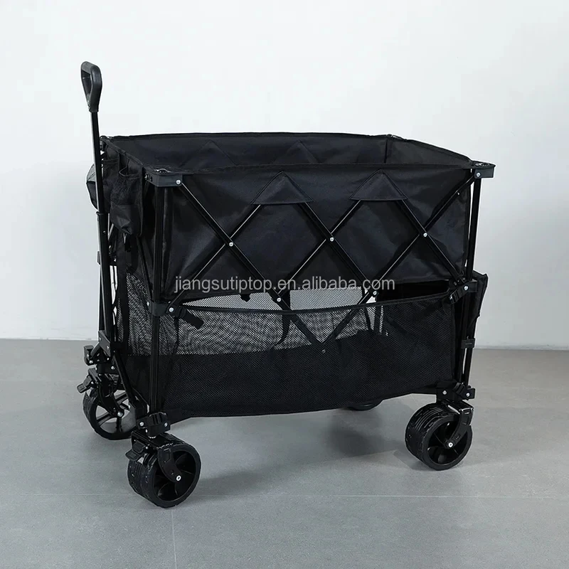 

(Sea shipping) Beach Trolley Cart Portable 4 Wheels Assembled Collapsible Outdoor Wagon Camping Cart Wholesale Cart Folding Wago