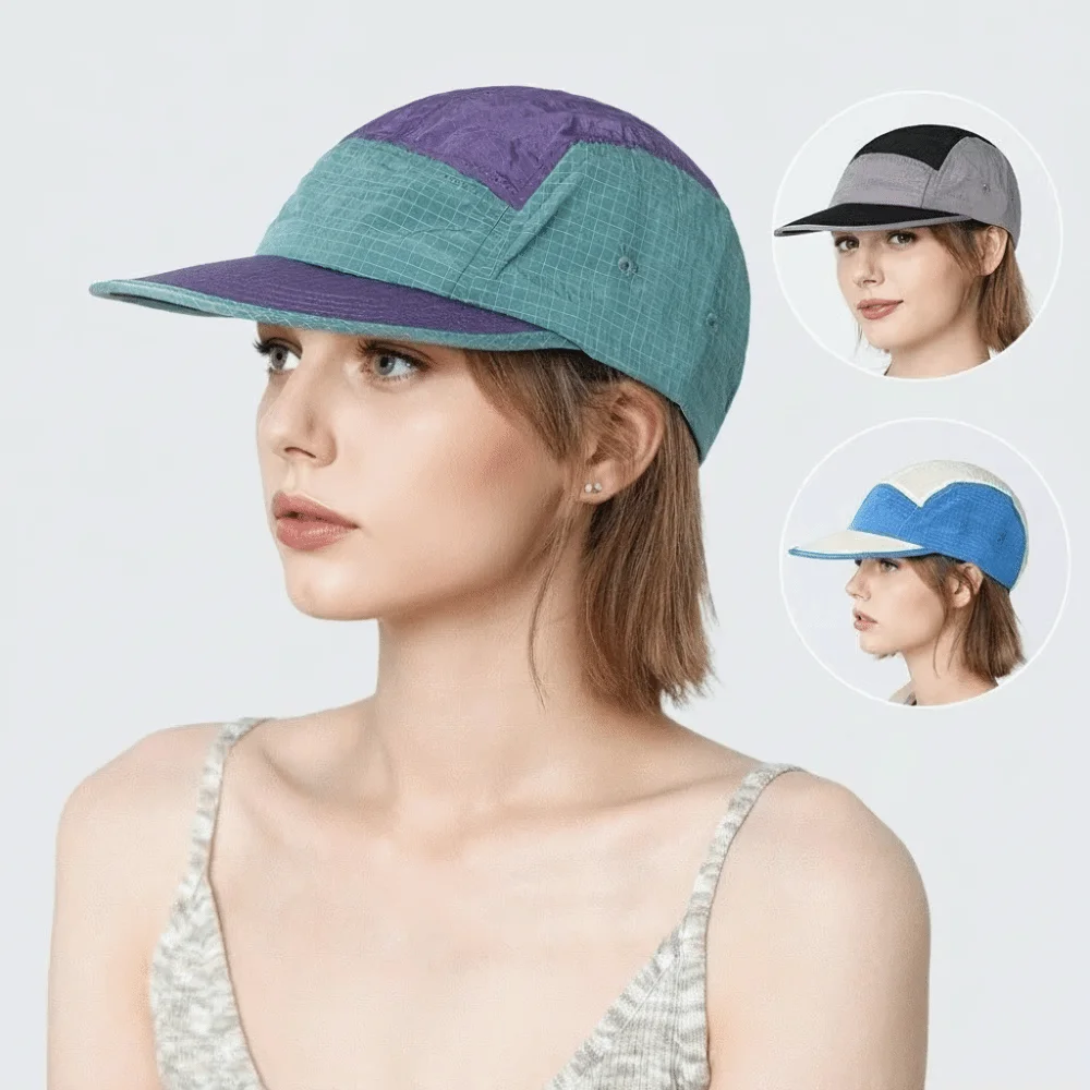 Casual Color Matching Baseball Cap Flat-brimmed Quick-drying Hiking Camping Hat 5-panel Korean Style Peaked Cap Women