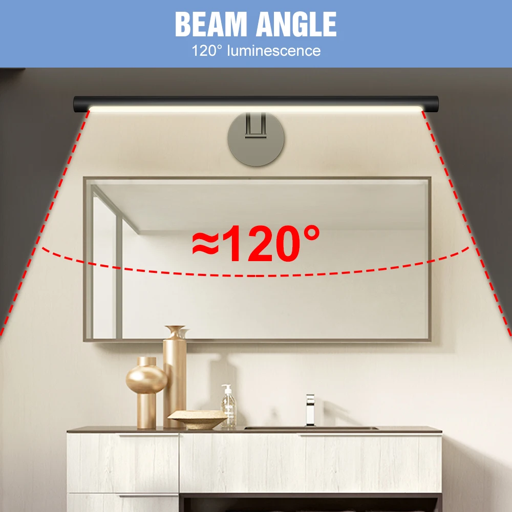 Led Bathroom Light Mirror Wall Lamp USB Rechargeable Vanity Table Light LED Touch Dimming Lamp Dressing Table Makeup Mirror Bulb