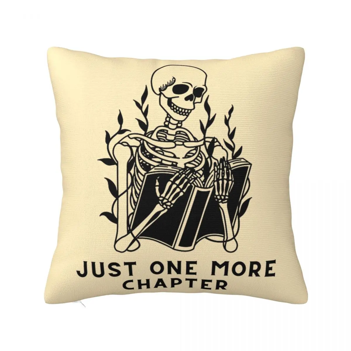 Skeleton Reading Just One More Chapter Pillowcase Gift for Bookworm Book Nerd Throw Pillow Cover Multi Size