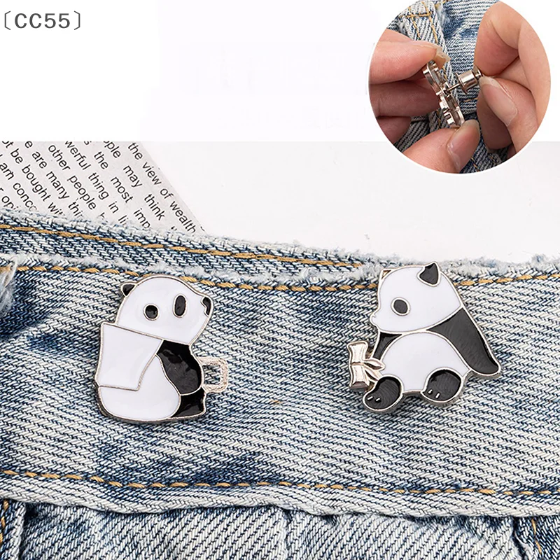 

〔CC55〕2Pcs Panda Button Adjuster For Pants Skirt Waist Tightener Adjustable Waist Buckle Jeans No Sewing Required Waist Button