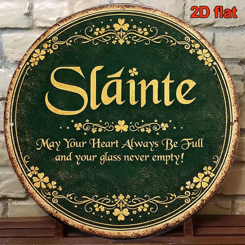 1pc 8*8in/20x20cm 2D flat round metal sign, vintage metal plaque with 
