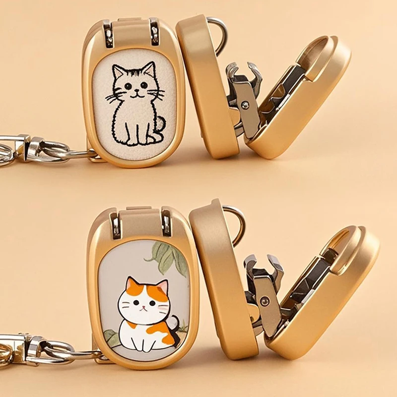 NEW Foldable Stainless Steel Keychain Exquisite Kitten Nail Clipper Portable Travel Nail Scissors Cutter Rotary Toenail Trimmer
