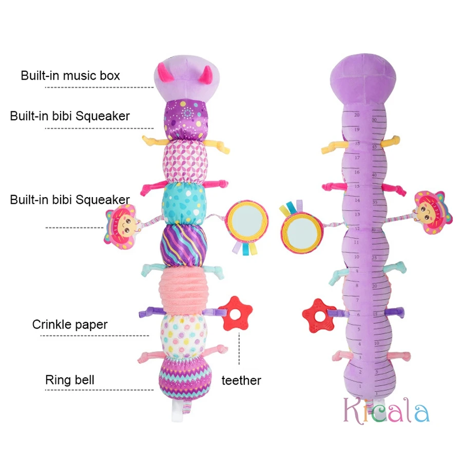 Baby Musical Caterpillar Plush Toy with Crinkles Rattles Sensory Learning Toy for 0+ Months Infants Newborn Boys Girls Gifts