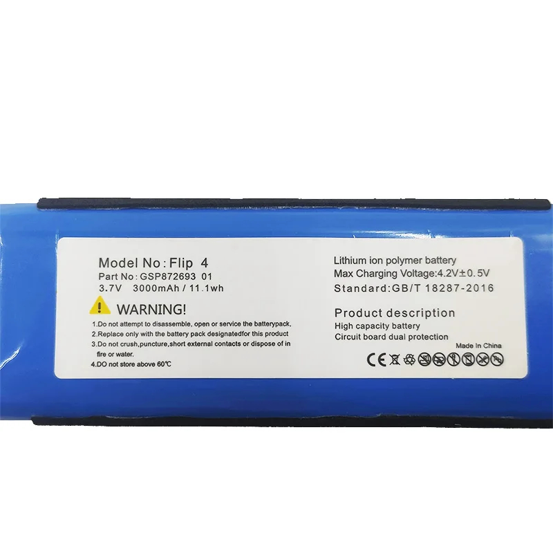 For Flip4 battery for JBL Flip4 Bluetooth Speaker,Flip 4 Special Edition 3.7V 3000mAh GSP872693 01