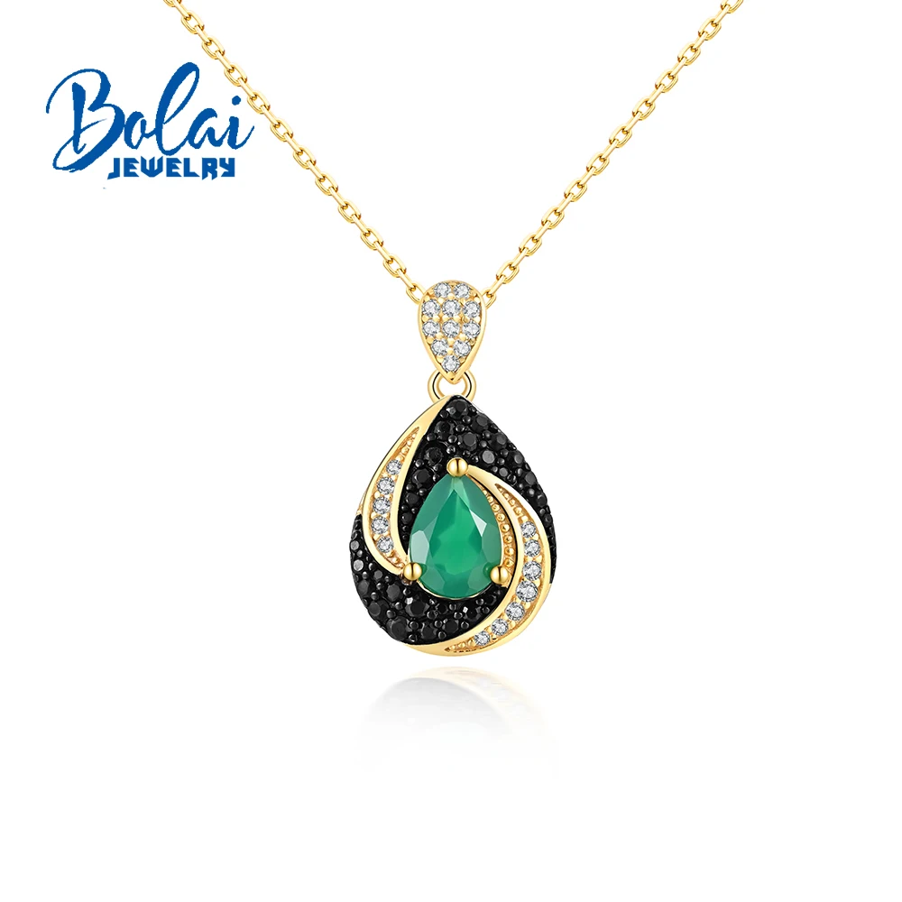 

Luxury 925 Sterling Silver pendant necklace Natural agate pear 5*7mm real gemstones Vintage fine jewelry for women's party gifts