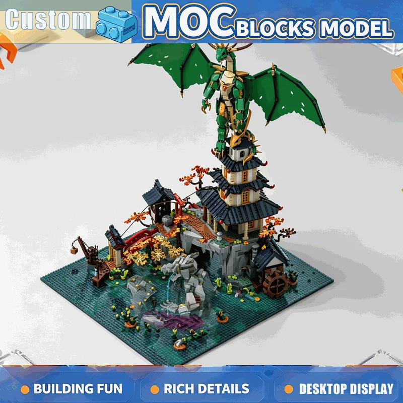 8700PCS Ancient Temple Guardian Fantasy Building Blocks DIY Assembly Architecture Model Display Collection Home Decoration Gift