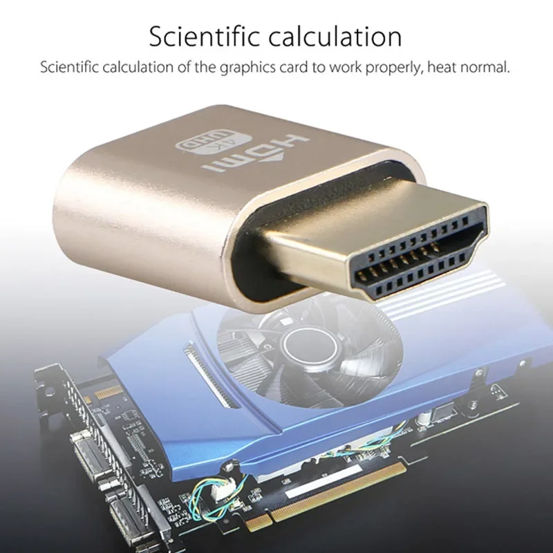 HDMI-متوافق مع المكونات الدمية العرض الافتراضي مقطوعة الرأس شبح عرض المحاكي 4K DDC EDID الدمية المحاكي محول لتعدين البيتكوين