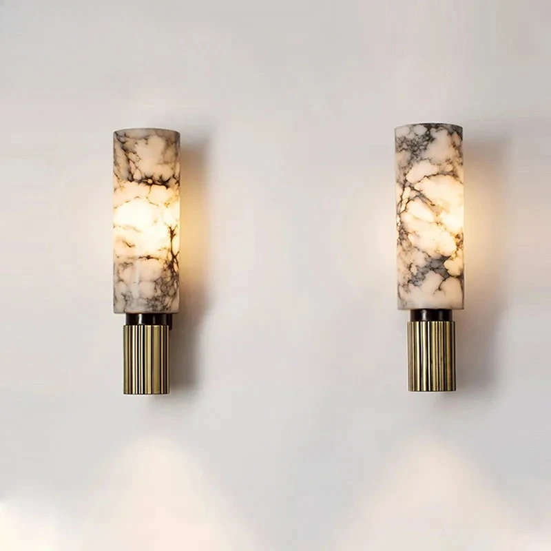 

Luxury Natural Marble Wall Lamp Home Decora E27 Lights 15.7" Bedside Wall Sconce for Living Room Bedroom Corridor Light Fixtures