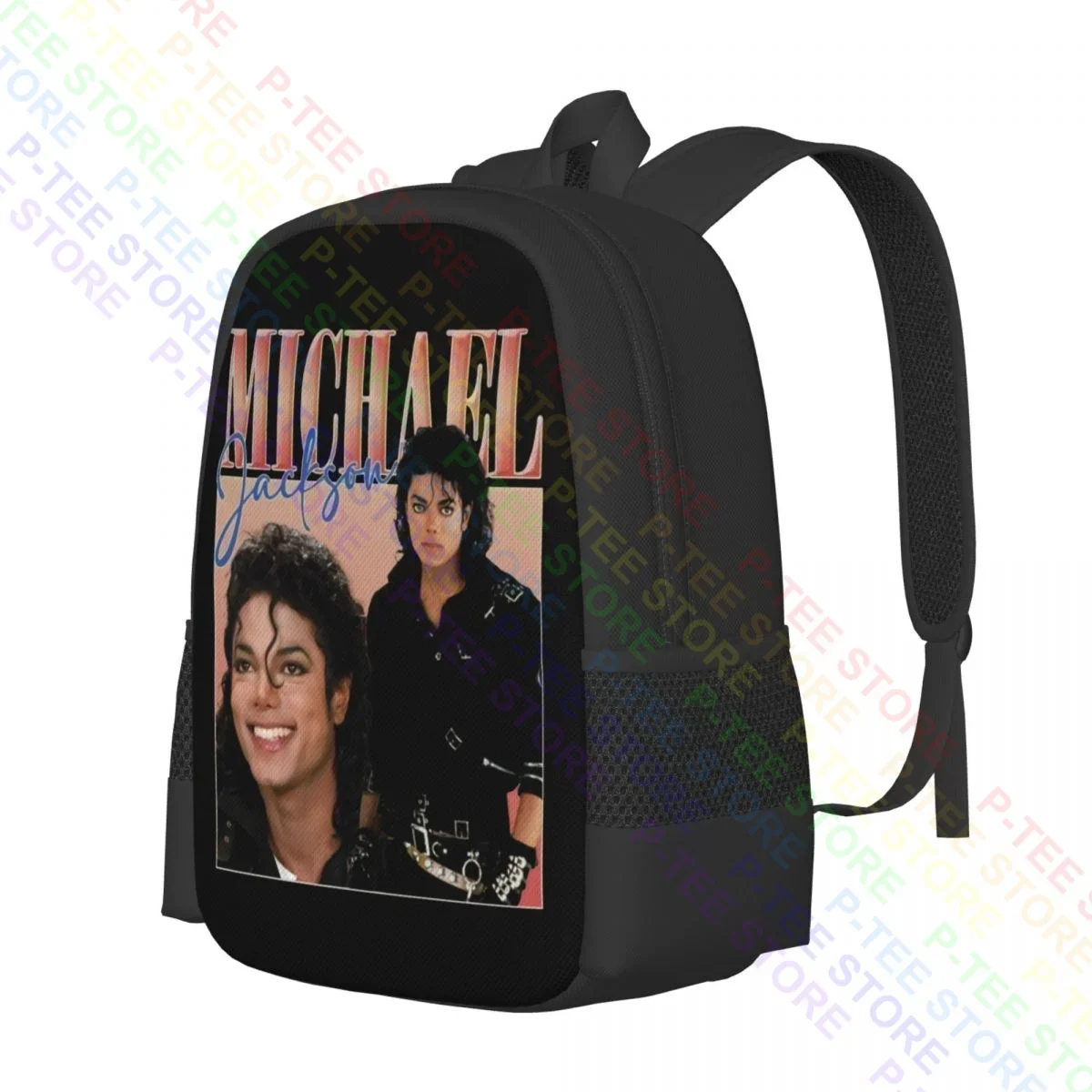 Michael Jackson Rap Tee Shirt Michael JacksonBackpack Large Capacity Bookbag School Sport Bag