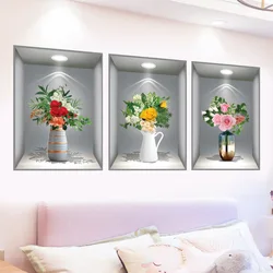 3d flower vase wall sticker home decor self adhesive living room wall art decal bedroom