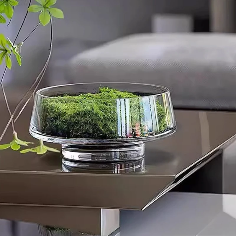 Transparent Large Mouth Glass Flowerpot Succulent Moss Micro Landscape Narcissus Hydroponic Vase Floral Decoration